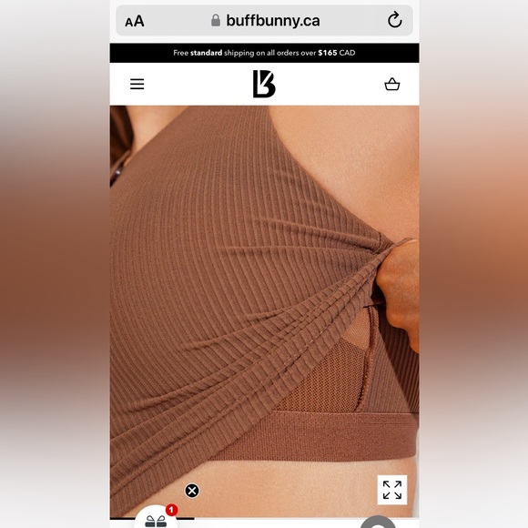 Henley ribbed crop top brown NWOT SZ SMALL - Picture 7 of 8